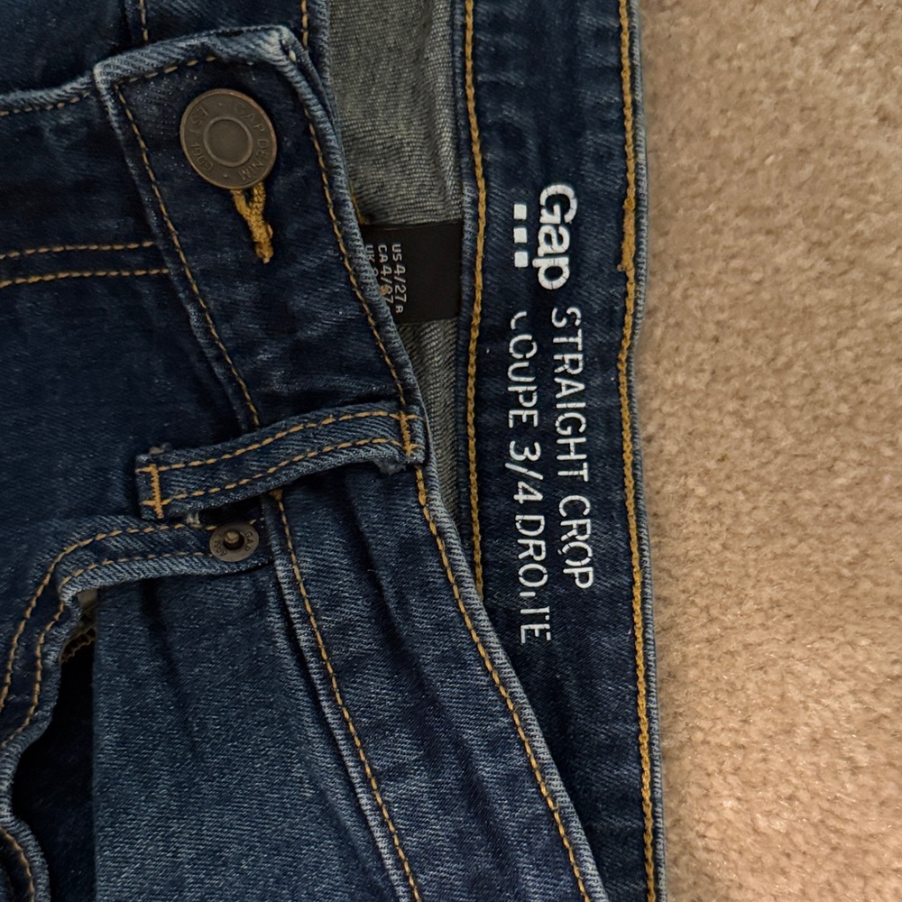 GAP Straight Crop Coupe 3/4 Ankle Jeans in Dark Blue Size US 4/27 - Picture 6 of 8